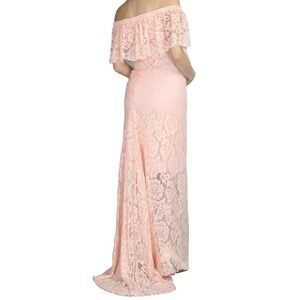 Womens S Maternity Lace Chiffon Gown Wedding Bodycon Dress‎ Photography Feminine
